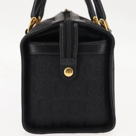 GUCCI Hand Bag Canvas Black Gold Auth - Picture 4 of 15